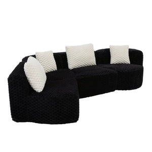 English Elm Modular Sectional Sofa Bubble Velvet Upholstered Low Profile Living Room Couch Black N719S002460B