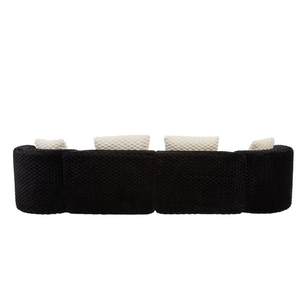 English Elm Modular Sectional Sofa Bubble Velvet Upholstered Low Profile Living Room Couch Black N719S002460B