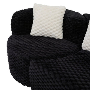 English Elm Modular Sectional Sofa Bubble Velvet Upholstered Low Profile Living Room Couch Black N719S002460B