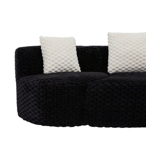 English Elm Modular Sectional Sofa Bubble Velvet Upholstered Low Profile Living Room Couch Black N719S002460B