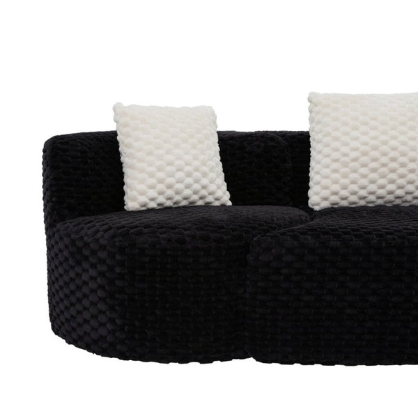 English Elm Modular Sectional Sofa Bubble Velvet Upholstered Low Profile Living Room Couch Black N719S002460B