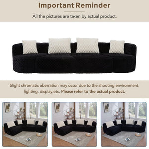 English Elm Modular Sectional Sofa Bubble Velvet Upholstered Low Profile Living Room Couch Black N719S002460B