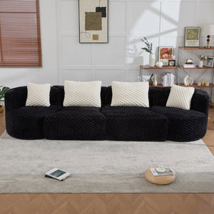 English Elm Modular Sectional Sofa Bubble Velvet Upholstered Low Profile Living Room Couch Black N719S002460B