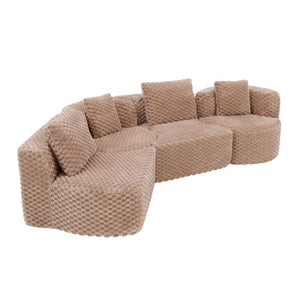 English Elm Modular Sectional Sofa Bubble Velvet Upholstered Low Profile Living Room Couch Camel N719S002460D