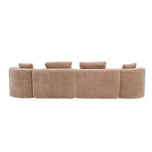English Elm Modular Sectional Sofa Bubble Velvet Upholstered Low Profile Living Room Couch Camel N719S002460D