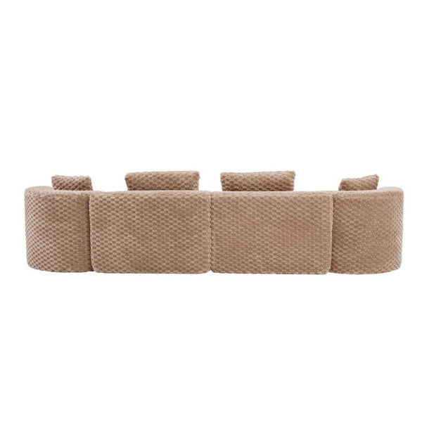 English Elm Modular Sectional Sofa Bubble Velvet Upholstered Low Profile Living Room Couch Camel N719S002460D