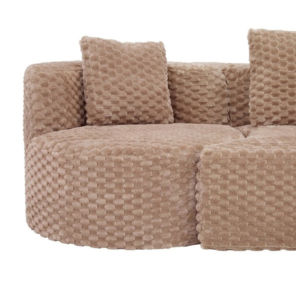English Elm Modular Sectional Sofa Bubble Velvet Upholstered Low Profile Living Room Couch Camel N719S002460D