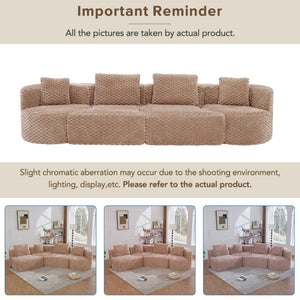 English Elm Modular Sectional Sofa Bubble Velvet Upholstered Low Profile Living Room Couch Camel N719S002460D