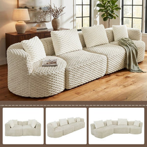 English Elm Modular Sectional Sofa Bubble Velvet Upholstered Low Profile Living Room Couch Grey N719S002460E