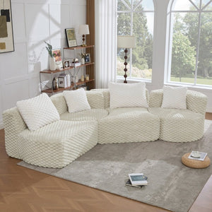 English Elm Modular Sectional Sofa Bubble Velvet Upholstered Low Profile Living Room Couch Grey N719S002460E
