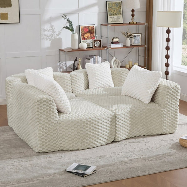 English Elm Modular Sectional Sofa Bubble Velvet Upholstered Low Profile Living Room Couch Grey N719S002460E