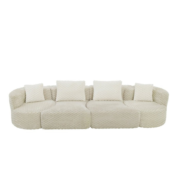 English Elm Modular Sectional Sofa Bubble Velvet Upholstered Low Profile Living Room Couch Grey N719S002460E