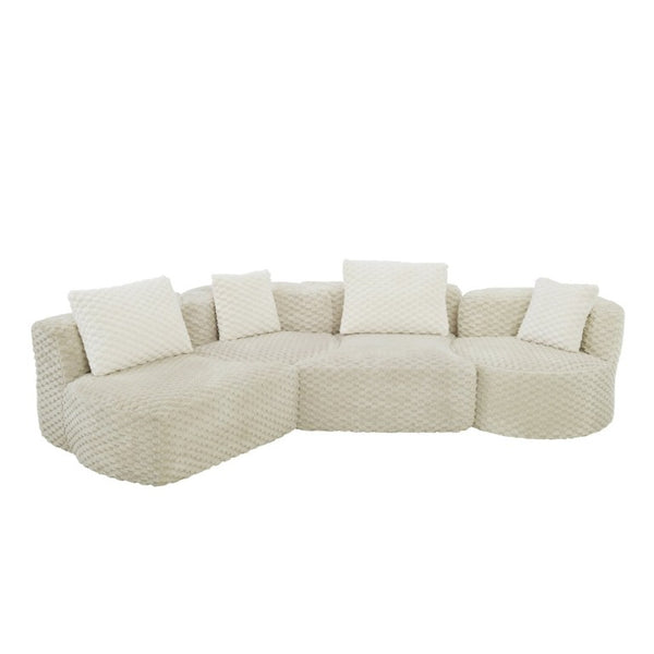 English Elm Modular Sectional Sofa Bubble Velvet Upholstered Low Profile Living Room Couch Grey N719S002460E