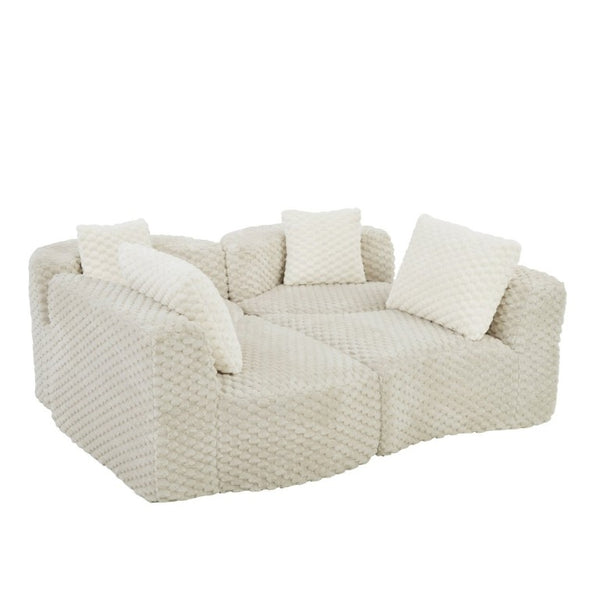 English Elm Modular Sectional Sofa Bubble Velvet Upholstered Low Profile Living Room Couch Grey N719S002460E