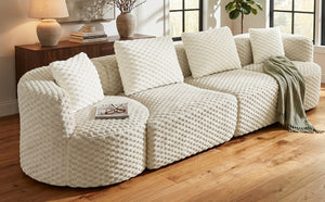 English Elm Modular Sectional Sofa Bubble Velvet Upholstered Low Profile Living Room Couch Grey N719S002460E