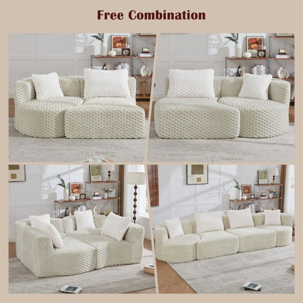 English Elm Modular Sectional Sofa Bubble Velvet Upholstered Low Profile Living Room Couch Grey N719S002460E