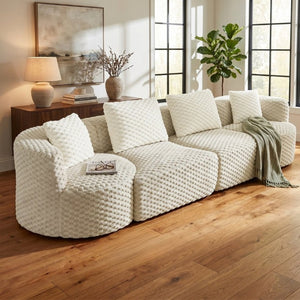 English Elm Modular Sectional Sofa Bubble Velvet Upholstered Low Profile Living Room Couch Grey N719S002460E