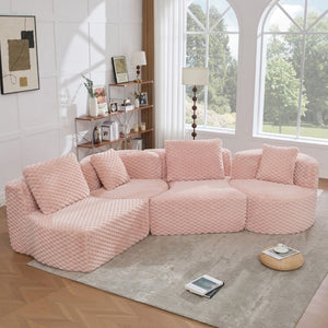 English Elm Modular Sectional Sofa Bubble Velvet Upholstered Low Profile Living Room Couch Pink N719S002460P