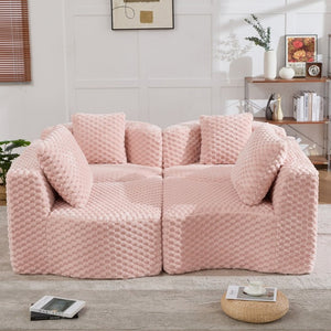 English Elm Modular Sectional Sofa Bubble Velvet Upholstered Low Profile Living Room Couch Pink N719S002460P