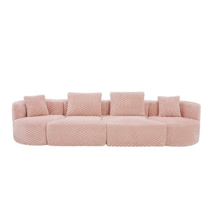 English Elm Modular Sectional Sofa Bubble Velvet Upholstered Low Profile Living Room Couch Pink N719S002460P
