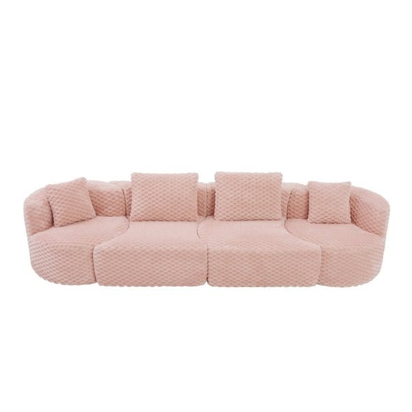 English Elm Modular Sectional Sofa Bubble Velvet Upholstered Low Profile Living Room Couch Pink N719S002460P