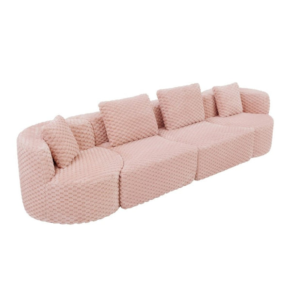 English Elm Modular Sectional Sofa Bubble Velvet Upholstered Low Profile Living Room Couch Pink N719S002460P