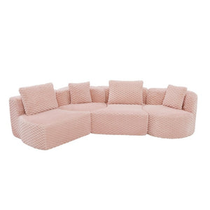 English Elm Modular Sectional Sofa Bubble Velvet Upholstered Low Profile Living Room Couch Pink N719S002460P