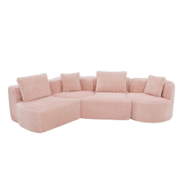 English Elm Modular Sectional Sofa Bubble Velvet Upholstered Low Profile Living Room Couch Pink N719S002460P