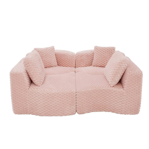 English Elm Modular Sectional Sofa Bubble Velvet Upholstered Low Profile Living Room Couch Pink N719S002460P