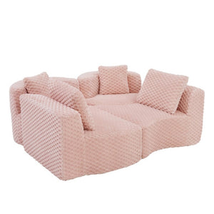 English Elm Modular Sectional Sofa Bubble Velvet Upholstered Low Profile Living Room Couch Pink N719S002460P