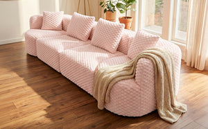 English Elm Modular Sectional Sofa Bubble Velvet Upholstered Low Profile Living Room Couch Pink N719S002460P