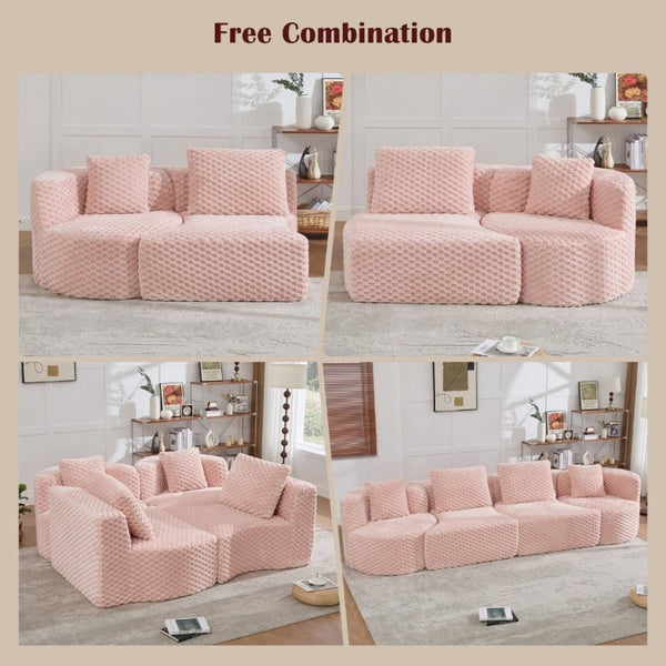 English Elm Modular Sectional Sofa Bubble Velvet Upholstered Low Profile Living Room Couch Pink N719S002460P