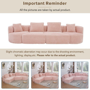 English Elm Modular Sectional Sofa Bubble Velvet Upholstered Low Profile Living Room Couch Pink N719S002460P