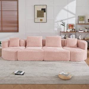 English Elm Modular Sectional Sofa Bubble Velvet Upholstered Low Profile Living Room Couch Pink N719S002460P