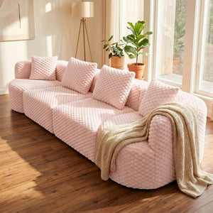 English Elm Modular Sectional Sofa Bubble Velvet Upholstered Low Profile Living Room Couch Pink N719S002460P