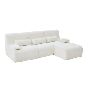 English Elm Modern Corduroy L-shaped Sectional Sofa Modular Ergonomic Couch for Living Room Beige N719S002470A