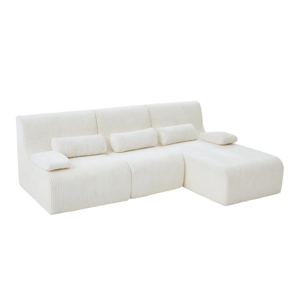 English Elm Modern Corduroy L-shaped Sectional Sofa Modular Ergonomic Couch for Living Room Beige N719S002470A