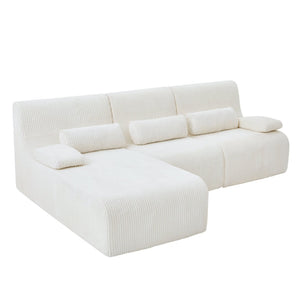 English Elm Modern Corduroy L-shaped Sectional Sofa Modular Ergonomic Couch for Living Room Beige N719S002470A