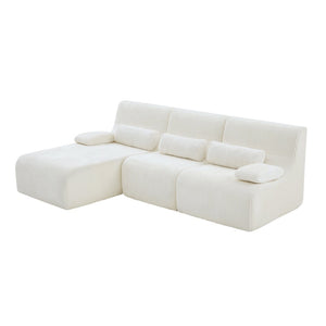 English Elm Modern Corduroy L-shaped Sectional Sofa Modular Ergonomic Couch for Living Room Beige N719S002470A