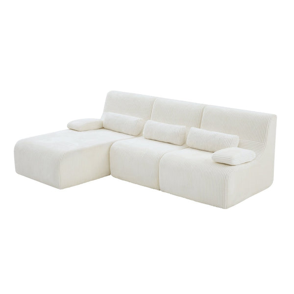 English Elm Modern Corduroy L-shaped Sectional Sofa Modular Ergonomic Couch for Living Room Beige N719S002470A