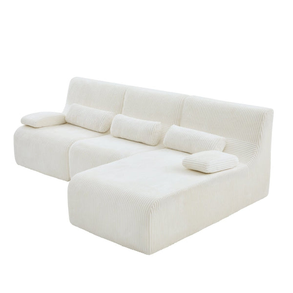 English Elm Modern Corduroy L-shaped Sectional Sofa Modular Ergonomic Couch for Living Room Beige N719S002470A