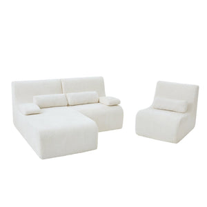 English Elm Modern Corduroy L-shaped Sectional Sofa Modular Ergonomic Couch for Living Room Beige N719S002470A