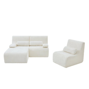English Elm Modern Corduroy L-shaped Sectional Sofa Modular Ergonomic Couch for Living Room Beige N719S002470A
