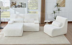 English Elm Modern Corduroy L-shaped Sectional Sofa Modular Ergonomic Couch for Living Room Beige N719S002470A