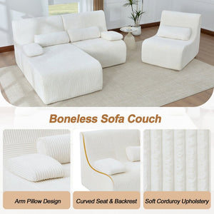 English Elm Modern Corduroy L-shaped Sectional Sofa Modular Ergonomic Couch for Living Room Beige N719S002470A