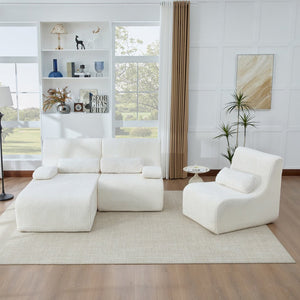 English Elm Modern Corduroy L-shaped Sectional Sofa Modular Ergonomic Couch for Living Room Beige N719S002470A