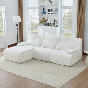 English Elm Modern Corduroy L-shaped Sectional Sofa Modular Ergonomic Couch for Living Room Beige N719S002470A