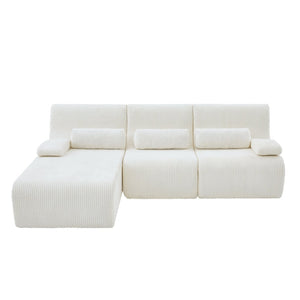 English Elm Modern Corduroy L-shaped Sectional Sofa Modular Ergonomic Couch for Living Room Beige N719S002470A