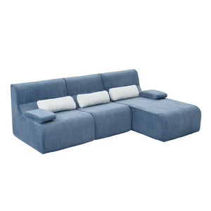 English Elm Modern Corduroy L-shaped Sectional Sofa Modular Ergonomic Couch for Living Room Blue N719S002470C