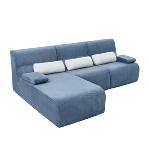 English Elm Modern Corduroy L-shaped Sectional Sofa Modular Ergonomic Couch for Living Room Blue N719S002470C